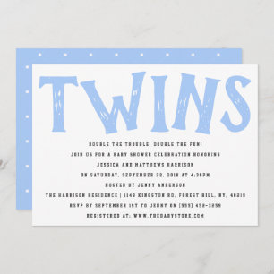 Moderne Typografie Twin Boys Baby Dusche Einladung