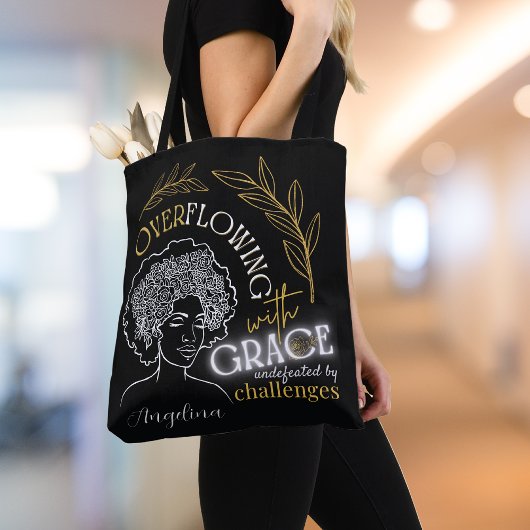 Moderne Typografie Überfließende graue Blumenhaare Tasche