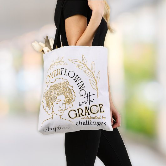 Moderne Typografie Überfließende graue Blumenhaare Tasche