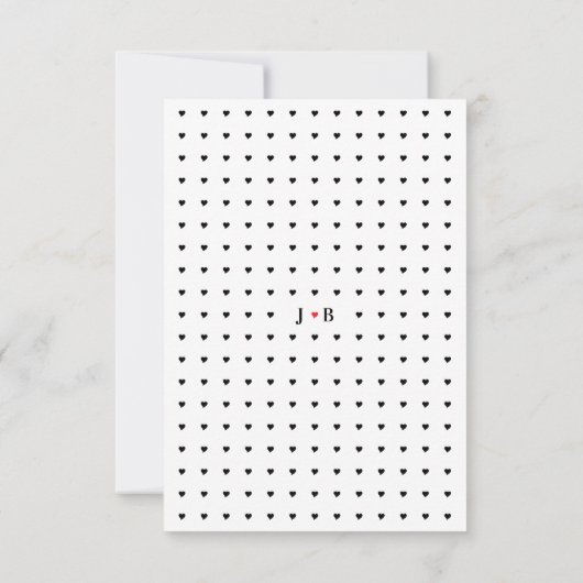 Moderne Typografie und RSVP-Beilagenkarte für Herz RSVP Karte (Rückseite)