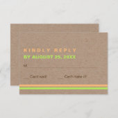 Moderne Typografie und Streifen rustikale Hochzeit RSVP Karte (Vorne/Hinten)