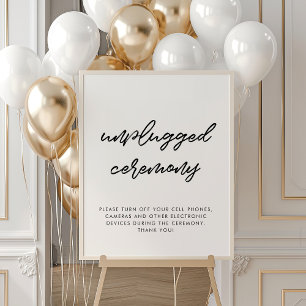 Moderne Typografie Unplugged Zeremonie Hochzeitsze Poster