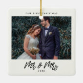 Moderne Typografie Unsere ersten Weihnachten als M Keramikornament (Rückseite)