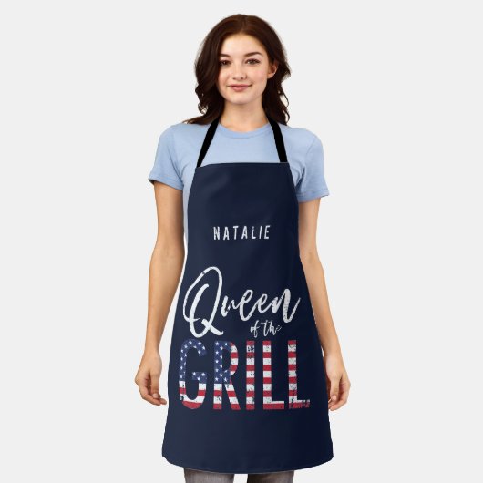 Moderne Typografie usa Grillen Grill Queen Schürze (Getragen)