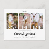 Moderne Typografie - Vier-Foto-Hochzeit rettet das Ankündigungspostkarte (Vorderseite)