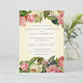 MODERNE Typografie Vintage Rose Blumenhochzeit Einladung (Stehend Vorderseite)