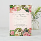 MODERNE Typografie Vintage Rose Blumenhochzeit Einladung (Stehend Vorderseite)