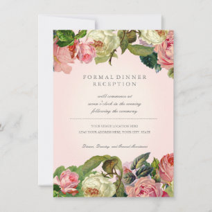 MODERNE Typografie Vintage Rose Blumenkohl Empfang Einladung