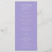 Moderne Typografie Violettes Hochzeitsprogramm Programm (Rückseite)