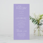 Moderne Typografie Violettes Hochzeitsprogramm Programm (Stehend Vorderseite)