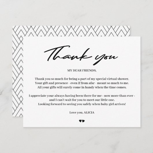 Moderne Typografie virtuelle Dusche Danke (Vorne/Hinten)