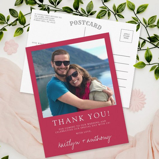 Moderne Typografie Viva Magenta Minimalistisches F Postkarte