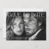 Moderne Typografie Vollflächige Hochzeit des Fotos Save The Date (Vorderseite)