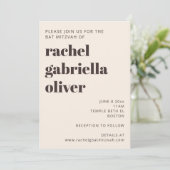 Moderne Typografie Warm Creme Braun Bar Mitzwa Einladung (Stehend Vorderseite)