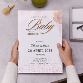 Moderne Typografie Watercolor Baby Showe Einladung