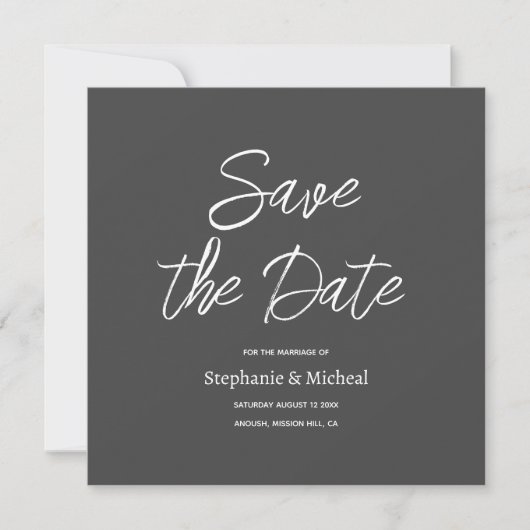 Moderne Typografie - Weichschwarz Save The Date (Vorderseite)