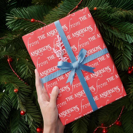 Moderne Typografie Weihnachtsmuster Familie Custom Geschenkpapier