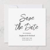 Moderne Typografie - weiße Hochzeitsankündigung Save The Date (Vorderseite)