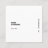 Moderne Typografie-weißes Quadrat-Visitenkarte Quadratische Visitenkarte (Rückseite)