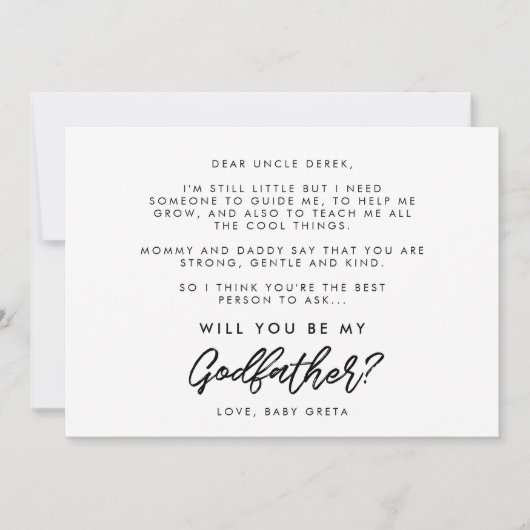 Moderne Typografie Werden Sie meine Pate-Karte sei Einladung (Vorderseite)