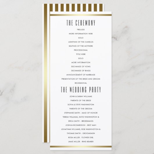 Moderne Typografie | White & Gold Hochzeitsprogram Programm (Vorne/Hinten)