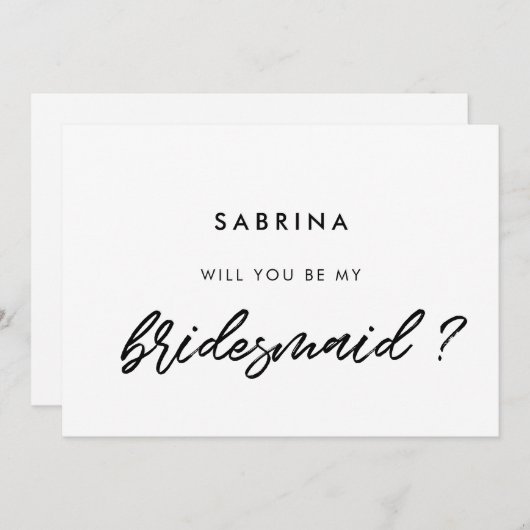 Moderne Typografie wird meine Bridesmaid-Karte sei Einladung (Vorne/Hinten)