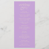 Moderne Typografie Wisteria Hochzeitsprogramm Programm (Rückseite)