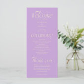 Moderne Typografie Wisteria Hochzeitsprogramm Programm (Stehend Vorderseite)