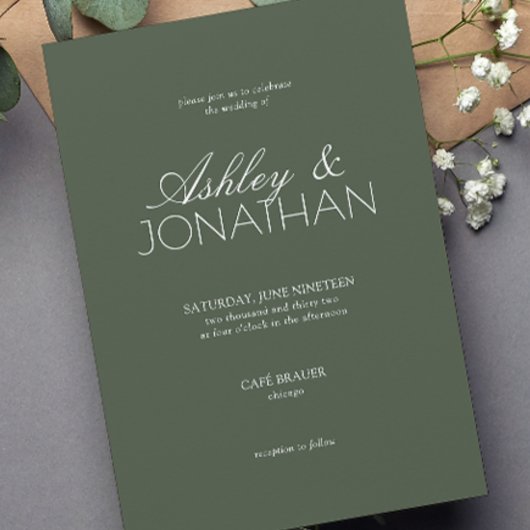 Moderne typografisch-zentrische Hochzeit Einladung