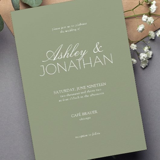 Moderne typografisch-zentrische Hochzeit Einladung