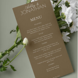 Moderne, typografisch zentrische Hochzeitsempfehlu Menükarte