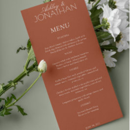 Moderne, typografisch zentrische Hochzeitsempfehlu Menükarte