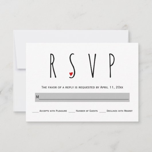 Moderne typografische blaue, graue Hochzeitskarte RSVP Karte (Vorderseite)