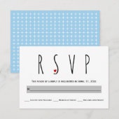 Moderne typografische blaue, graue Hochzeitskarte RSVP Karte (Vorne/Hinten)