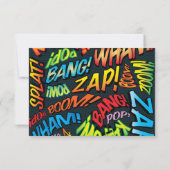 Moderne typografische Comic-Hochzeit RSVP Karte (Rückseite)