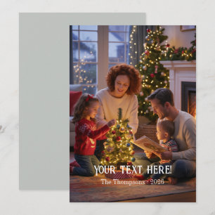 Moderne typografische Familien-Weihnachtsfotos im  Feiertagskarte