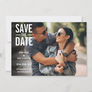 Moderne typografische Foto-Save-the-Date-Postkarte Einladung