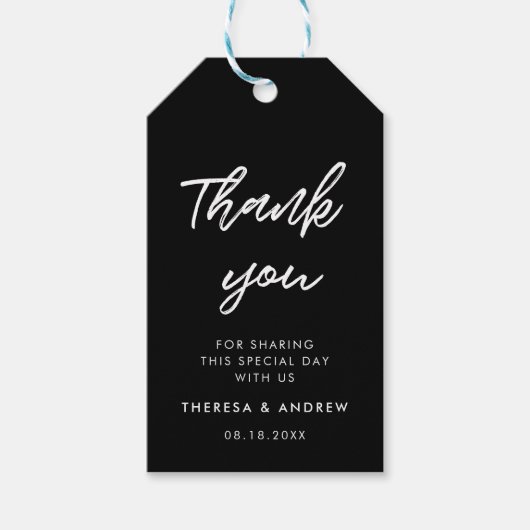 Moderne typografische Gastgeschenk Hochzeit Geschenkanhänger (Vorderseite)