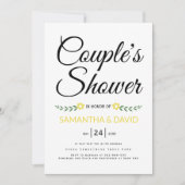 Moderne typografische gelbe Paare duschen Hochzeit Einladung (Vorderseite)