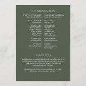 Moderne typografische Hochzeit Programm (Rückseite)