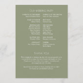 Moderne typografische Hochzeit Programm (Rückseite)