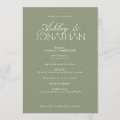 Moderne typografische Hochzeit Programm (Vorderseite)