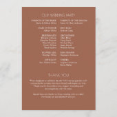 Moderne typografische Hochzeit Programm (Rückseite)