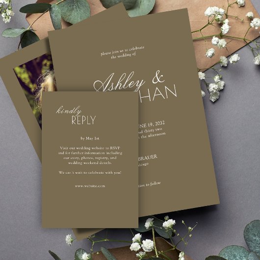 Moderne typografische Hochzeit RSVP Karte