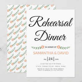 Moderne typografische Korallen Hochzeit Probe Aben Einladung