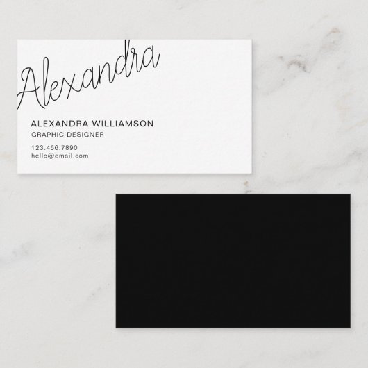 Moderne typografische Minimalfarbe Schwarz/Weiß Visitenkarte (Vorne/Hinten)