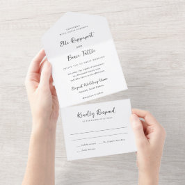 Moderne typografische minimalistische Hochzeit All In One Einladung