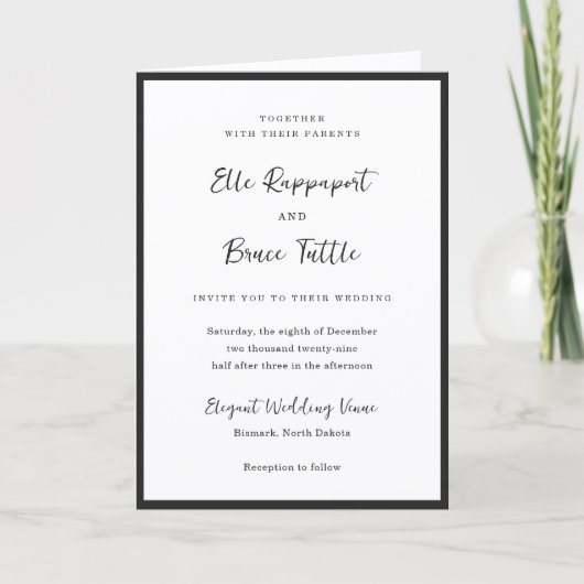 Moderne typografische minimalistische Hochzeit Einladung (Vorderseite)