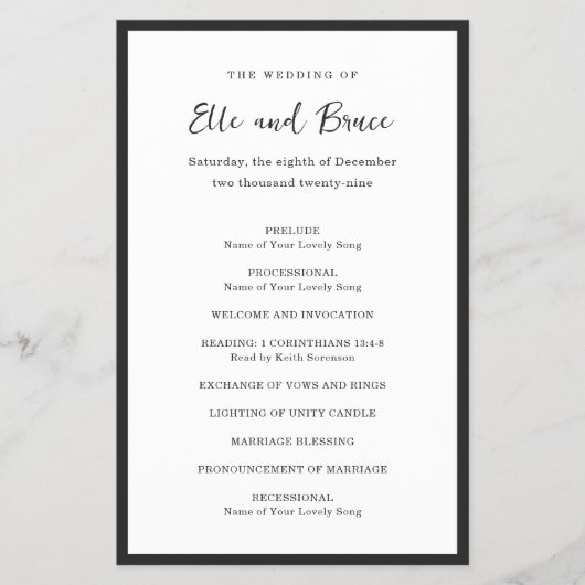 Moderne typografische minimalistische Hochzeitspro Flyer (Vorne)