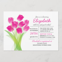 Moderne typografische Pink Tulip Baby Dusche